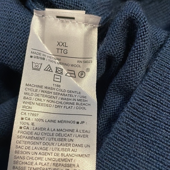 Banana Republic Factory Wool Sweater Mens Blue Gold long sleeve shirt New Sz XXL - Picture 3 of 5